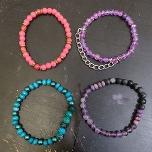 Set of 4 Stretchy 7.5" Beaded Bracelets